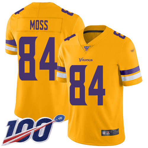 #84 Limited Randy Moss Gold Football Men's Jersey Minnesota Vikings Inverte