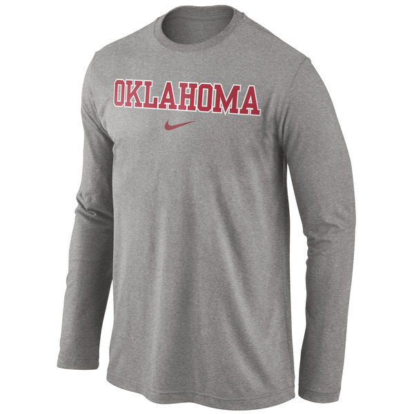 Men Oklahoma Sooners Nike Wordmark Long Sleeve T-Shirt - Dark Gray Buy Good