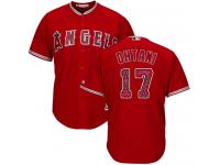 #17 Men's Shohei Ohtani Authentic Jersey Red MLB Majestic Los Angeles Angels of Anaheim Flexbase Team Logo Fashion