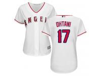 #17 Women's Shohei Ohtani Replica Jersey White MLB Majestic Home Los Angeles Angels of Anaheim Cool Base