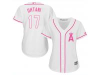 #17 Women's Shohei Ohtani Replica Jersey White MLB Majestic Los Angeles Angels of Anaheim Cool Base Fashion