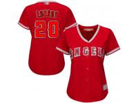 #20 Authentic Jonathan Lucroy Red Baseball Alternate Women's Jersey Los Angeles Angels of Anaheim Cool Base