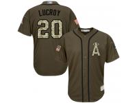 #20 Jonathan Lucroy Green Baseball Men's Jersey Los Angeles Angels of Anaheim Salute to Service