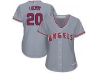 #20  Jonathan Lucroy Grey Baseball Road Women's Jersey Los Angeles Angels of Anaheim Cool Base