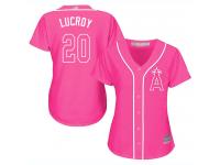 #20  Jonathan Lucroy Pink Baseball Women's Jersey Los Angeles Angels of Anaheim Fashion Cool Base