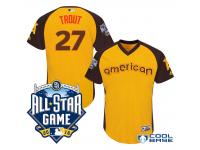 2016 MLB All-Star American Los Angeles Angels #27 Mike Trout Gold Run Derby Center Fielder Cool Base Jersey