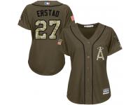 #27 Women's Darin Erstad Replica Jersey Green MLB Majestic Los Angeles Angels of Anaheim Salute to Service