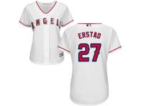 #27 Women's Darin Erstad Replica Jersey White MLB Majestic Home Los Angeles Angels of Anaheim Cool Base