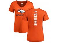 #66 Dalton Risner Orange Football Backer Women's Denver Broncos T-Shirt