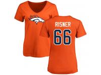#66 Dalton Risner Orange Football Name & Number Logo Women's Denver Broncos T-Shirt