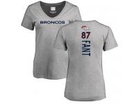 #87 Noah Fant Ash Football Backer V-Neck Women's Denver Broncos T-Shirt