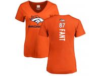 #87 Noah Fant Orange Football Backer Women's Denver Broncos T-Shirt