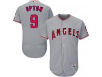 #9 Men's Justin Upton Authentic Jersey Grey MLB Majestic Road Los Angeles Angels of Anaheim Flex Base