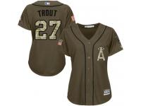 Angels #27 Mike Trout Green Salute to Service Women Stitched Baseball Jersey