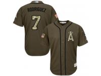 Angels of Anaheim #7 Ivan Rodriguez Green Salute to Service Stitched Baseball Jersey