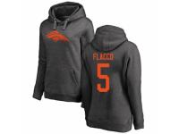 Football Women's Denver Broncos #5 Joe Flacco Ash One Color Pullover Hoodie