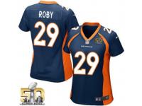 Game Bradley Roby WoMen Jersey - Denver Broncos #29 Alternate Navy Blue Super Bowl 50 Bound Nike NFL