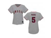Grey Albert Pujols Women #5 Majestic MLB Los Angeles Angels Of Anaheim Jersey