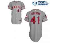 Grey Frank Herrmann Men #41 Majestic MLB Los Angeles Angels Of Anaheim Cool Base Road Jersey