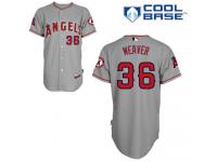 Grey Jered Weaver Men #36 Majestic MLB Los Angeles Angels Of Anaheim Cool Base Road Jersey