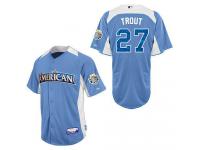 Light Blue Mike Trout Men #27 Majestic MLB Los Angeles Angels Of Anaheim American League 2012 All-Star BP Jersey