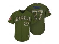 Los Angeles Angels of Anaheim #27 Mike Trout Camo Olive Salute Official Cool Base Player Jersey