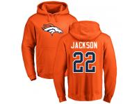 Men #22 Kareem Jackson Orange Football Name & Number Logo Denver Broncos Pullover Hoodie