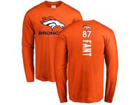 Men #87 Noah Fant Orange Football Backer Denver Broncos Long Sleeve T-Shirt
