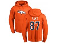 Men #87 Noah Fant Orange Football Name & Number Logo Denver Broncos Pullover Hoodie