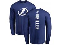 Men Adidas NHL Tampa Bay Lightning #10 J.T. Miller Backer Royal Blue Long Sleeve T-Shirt Adidas