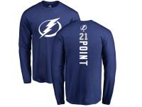 Men Adidas NHL Tampa Bay Lightning #21 Brayden Point Backer Royal Blue Long Sleeve T-Shirt Adidas