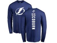 Men Adidas NHL Tampa Bay Lightning #55 Braydon Coburn Backer Royal Blue Long Sleeve T-Shirt Adidas