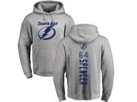 Men Adidas NHL Tampa Bay Lightning #64 Matthew Spencer Backer Ash Pullover Hoodie Adidas