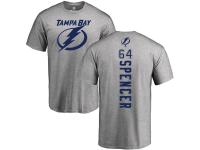 Men Adidas NHL Tampa Bay Lightning #64 Matthew Spencer Backer Ash T-Shirt Adidas
