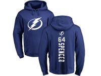Men Adidas NHL Tampa Bay Lightning #64 Matthew Spencer Backer Royal Blue Pullover Hoodie Adidas