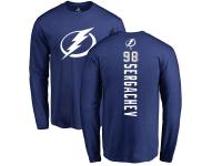 Men Adidas NHL Tampa Bay Lightning #98 Mikhail Sergachev Backer Royal Blue Long Sleeve T-Shirt Adidas