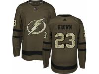 Men Adidas Tampa Bay Lightning #23 J.T. Brown Green Salute to Service NHL Jersey
