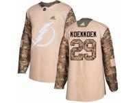 Men Adidas Tampa Bay Lightning #29 Slater Koekkoek Camo Veterans Day Practice NHL Jersey