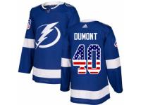 Men Adidas Tampa Bay Lightning #40 Gabriel Dumont Blue USA Flag Fashion NHL Jersey