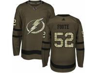 Men Adidas Tampa Bay Lightning #52 Callan Foote Green Salute to Service NHL Jersey