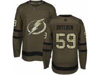 Men Adidas Tampa Bay Lightning #59 Jake Dotchin Green Salute to Service NHL Jersey