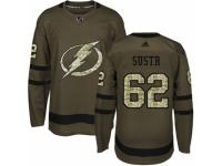 Men Adidas Tampa Bay Lightning #62 Andrej Sustr Green Salute to Service NHL Jersey
