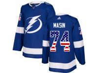 Men Adidas Tampa Bay Lightning #74 Dominik Masin Blue USA Flag Fashion NHL Jersey