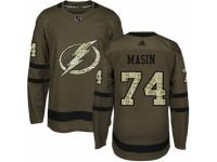 Men Adidas Tampa Bay Lightning #74 Dominik Masin Green Salute to Service NHL Jersey