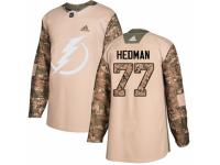 Men Adidas Tampa Bay Lightning #77 Victor Hedman Camo Veterans Day Practice NHL Jersey
