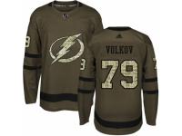 Men Adidas Tampa Bay Lightning #79 Alexander Volkov Green Salute to Service NHL Jersey