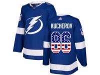 Men Adidas Tampa Bay Lightning #86 Nikita Kucherov Blue USA Flag Fashion NHL Jersey