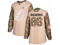 Men Adidas Tampa Bay Lightning #86 Nikita Kucherov Camo Veterans Day Practice NHL Jersey