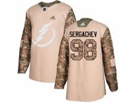 Men Adidas Tampa Bay Lightning #98 Mikhail Sergachev Camo Veterans Day Practice NHL Jersey