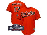Men Baltimore Orioles Manny Machado #13 Orange 2016 Postseason Patch Cool Base Jersey
